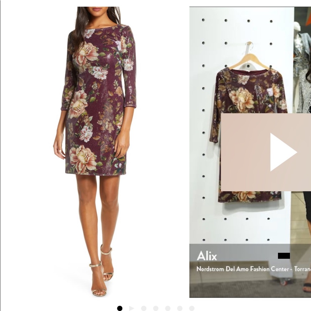 VINCE CAMUTO SEQUIN FLORAL SHIFT DRESS 12